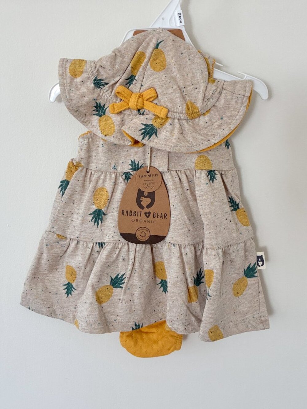 NWT Rabbit + Bear Baby Girl Dress Matching Set - 0-3 Months